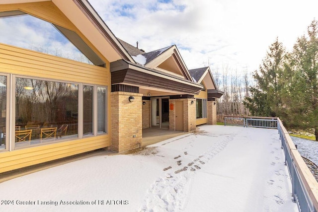 view of snow covered exterior