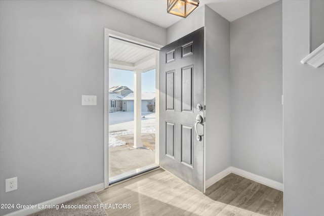 entrance foyer featuring light hardwood / wood-style flooring