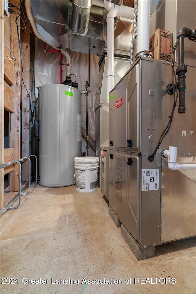 utilities with heating unit and water heater