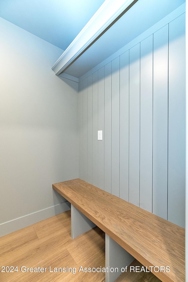 mudroom with light wood-type flooring