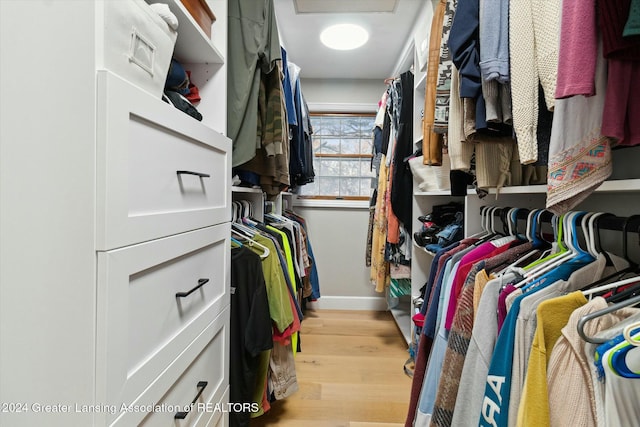 spacious closet with light wood-type flooring