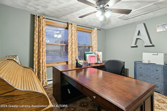 office featuring ceiling fan