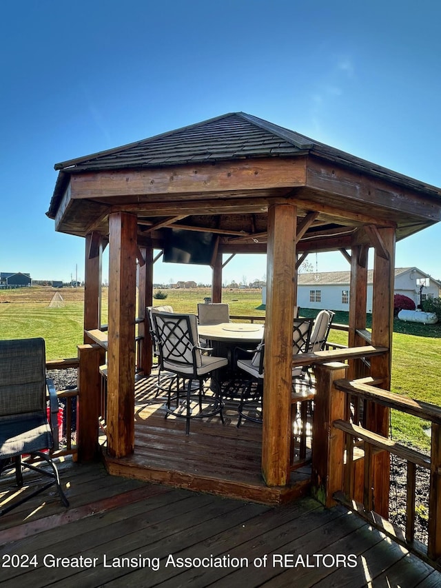 deck featuring a gazebo