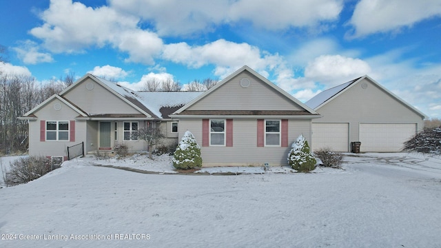 view of front of property with a garage