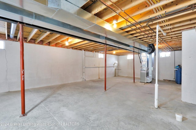 basement with heating unit