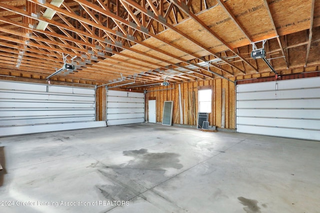 garage with a garage door opener