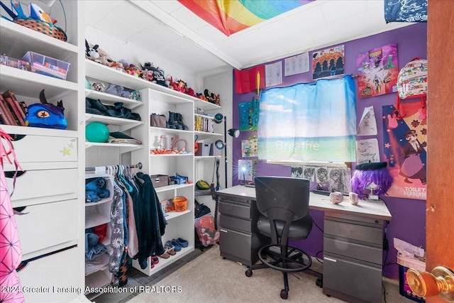 office area with light colored carpet