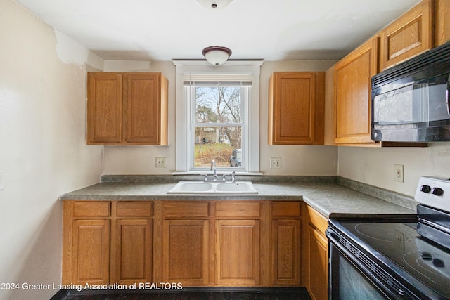 kitchen with sink and black appliances