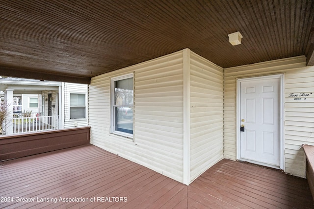 wooden terrace with covered porch