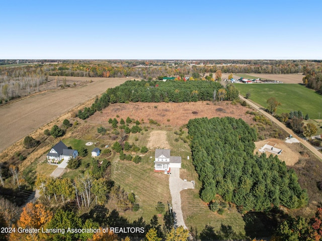 bird's eye view featuring a rural view