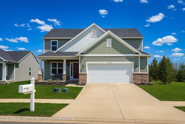 4245 Presidents Way, Dewitt, MI 48820 - craftsman-style home featuring concrete driveway, a garage, board and batten siding, and a front yard