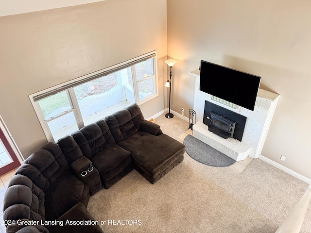 living room with light carpet