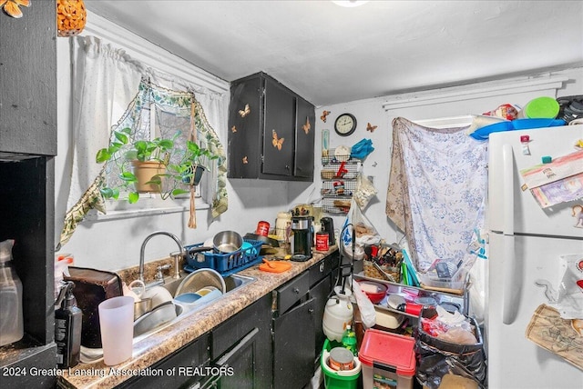 kitchen with sink and white refrigerator