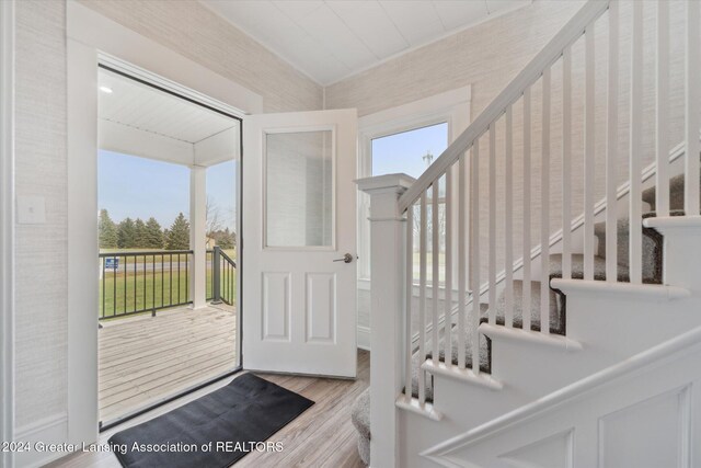 entrance foyer with light hardwood / wood-style flooring