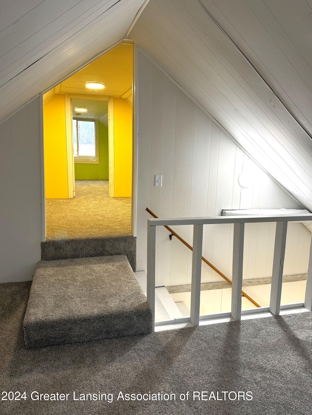 additional living space featuring carpet floors and lofted ceiling