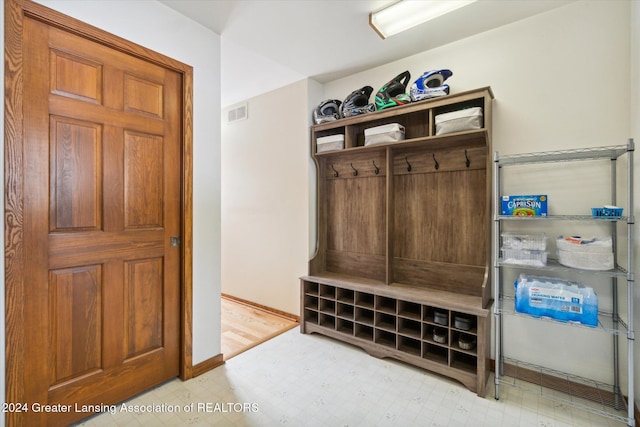 mudroom featuring light hardwood / wood-style floors