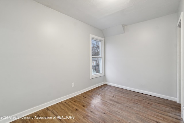 spare room featuring wood-type flooring