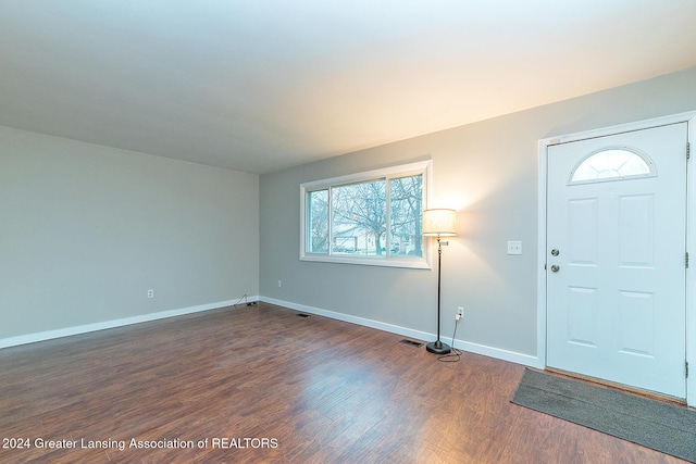 entrance foyer featuring dark wood-type flooring