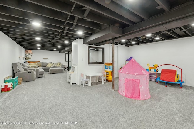 recreation room featuring carpet floors