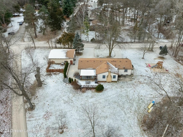 view of snowy aerial view