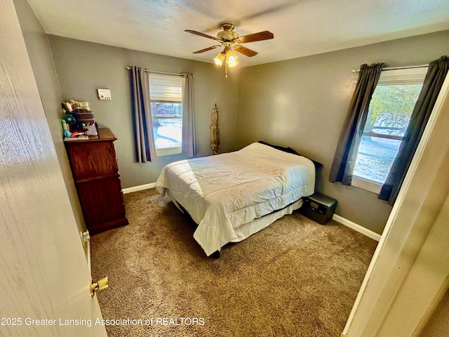 bedroom with carpet and ceiling fan