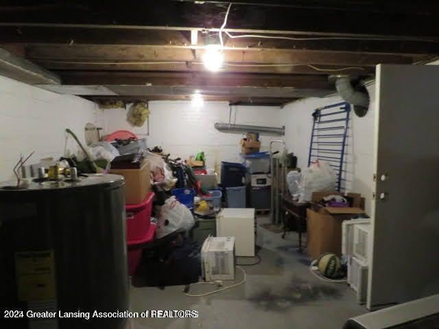 basement with electric water heater