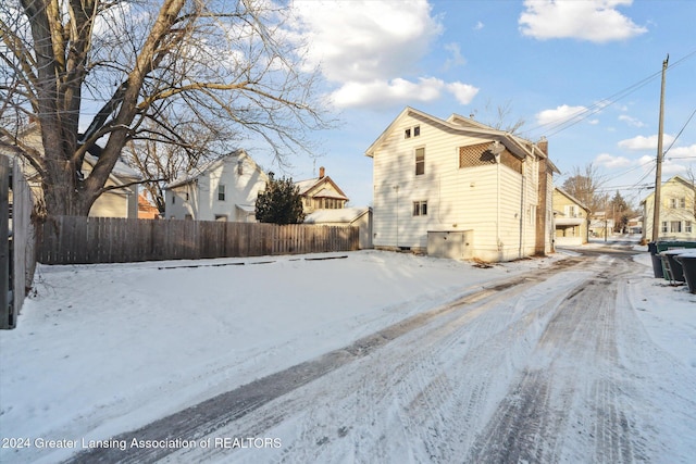 view of snowy exterior