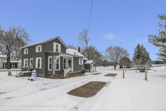 view of snow covered exterior