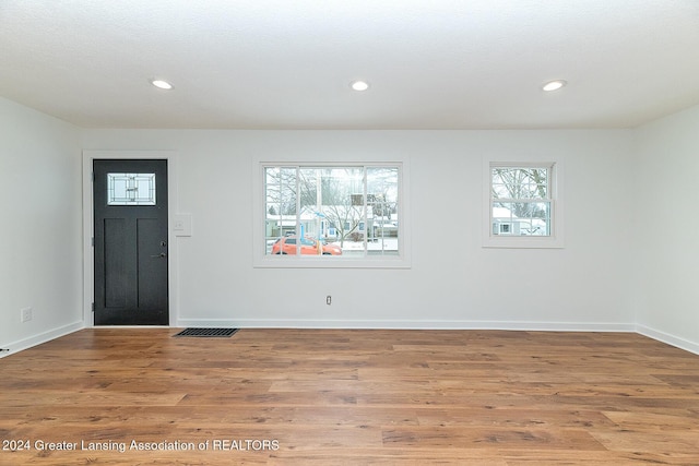 foyer entrance with hardwood / wood-style floors