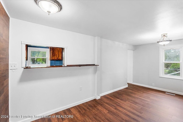 unfurnished room featuring dark hardwood / wood-style flooring and a healthy amount of sunlight