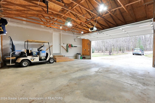 garage with a garage door opener