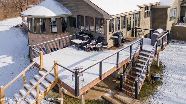 exterior space with a sunroom and a deck