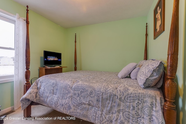 bedroom with carpet flooring and multiple windows