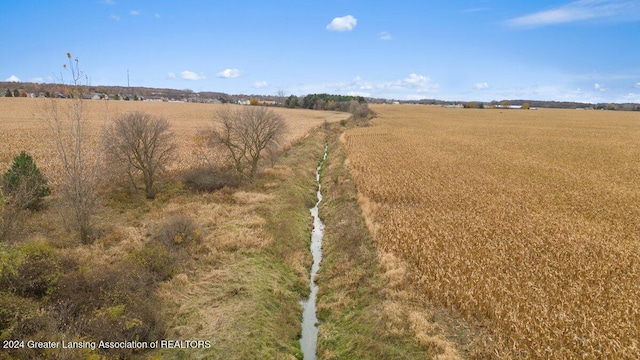 birds eye view of property with a rural view