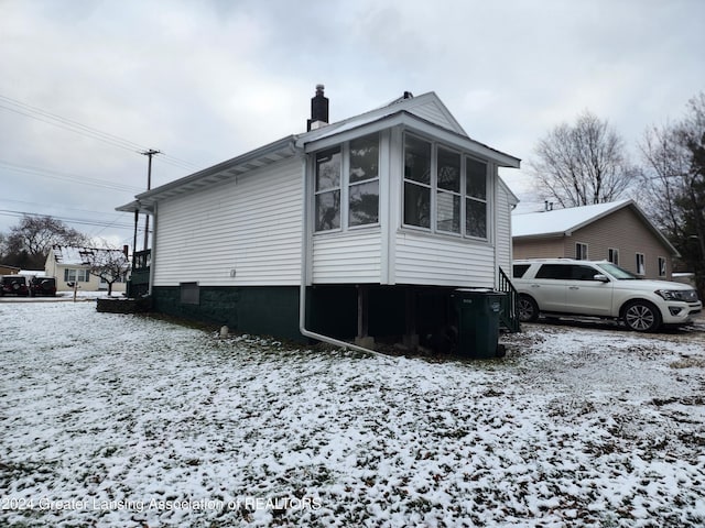 view of snowy exterior