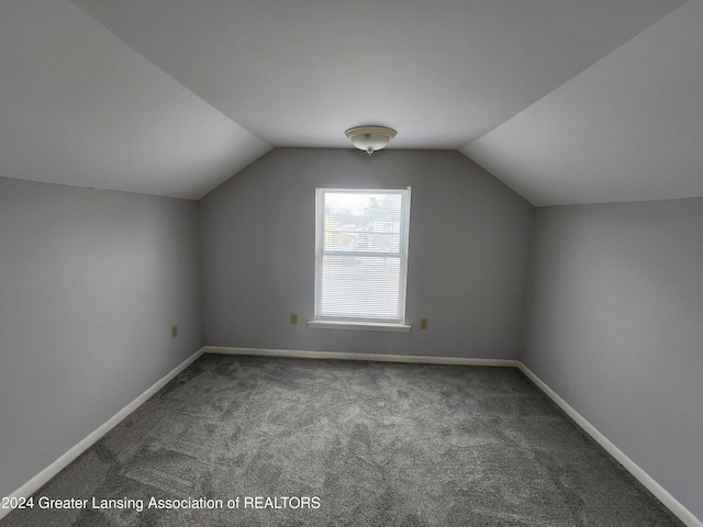 additional living space with carpet flooring and lofted ceiling