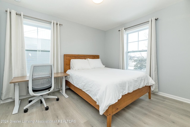 bedroom featuring light hardwood / wood-style flooring