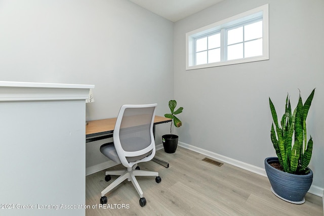 office featuring light hardwood / wood-style floors