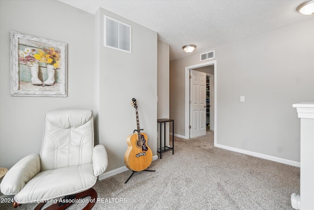 living area with carpet