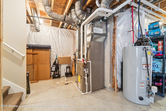 utilities featuring heating unit and water heater