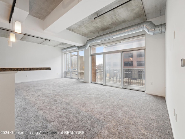 basement featuring carpet flooring