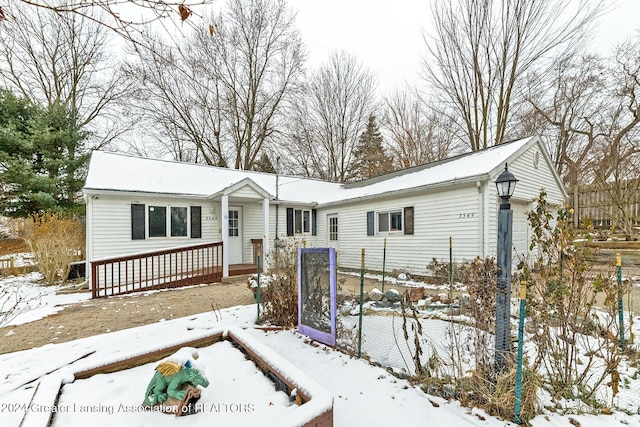 view of single story home