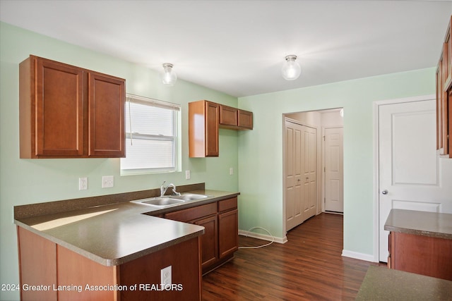 kitchen featuring sink and dark wood-type flooring