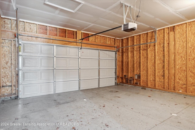 garage with a garage door opener