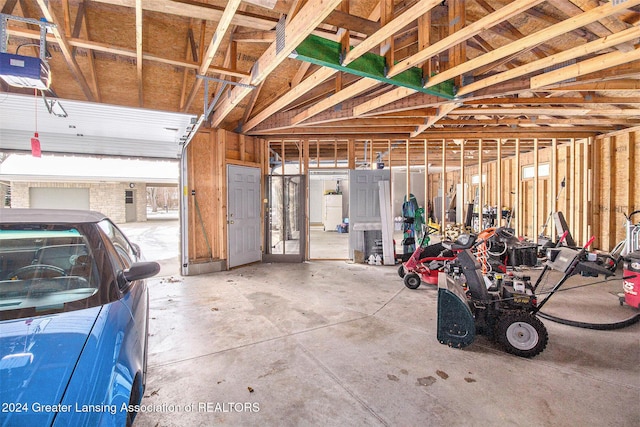 garage with a garage door opener