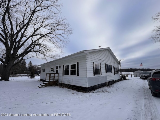 view of snow covered exterior