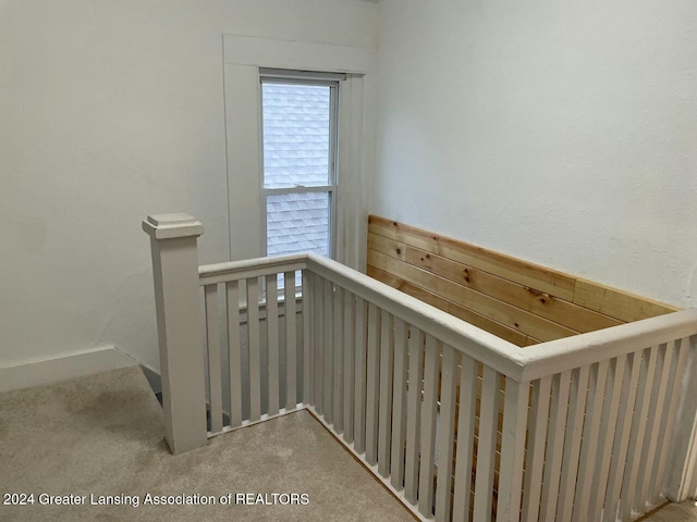 stairway with carpet floors