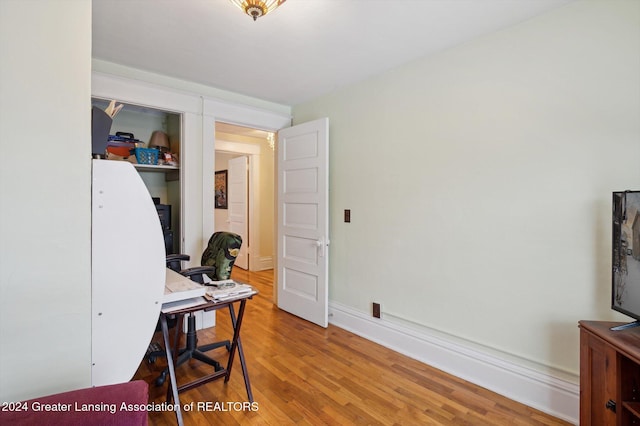 office space featuring hardwood / wood-style flooring