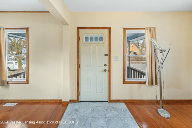 foyer featuring light wood-type flooring