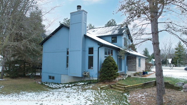 view of snowy exterior